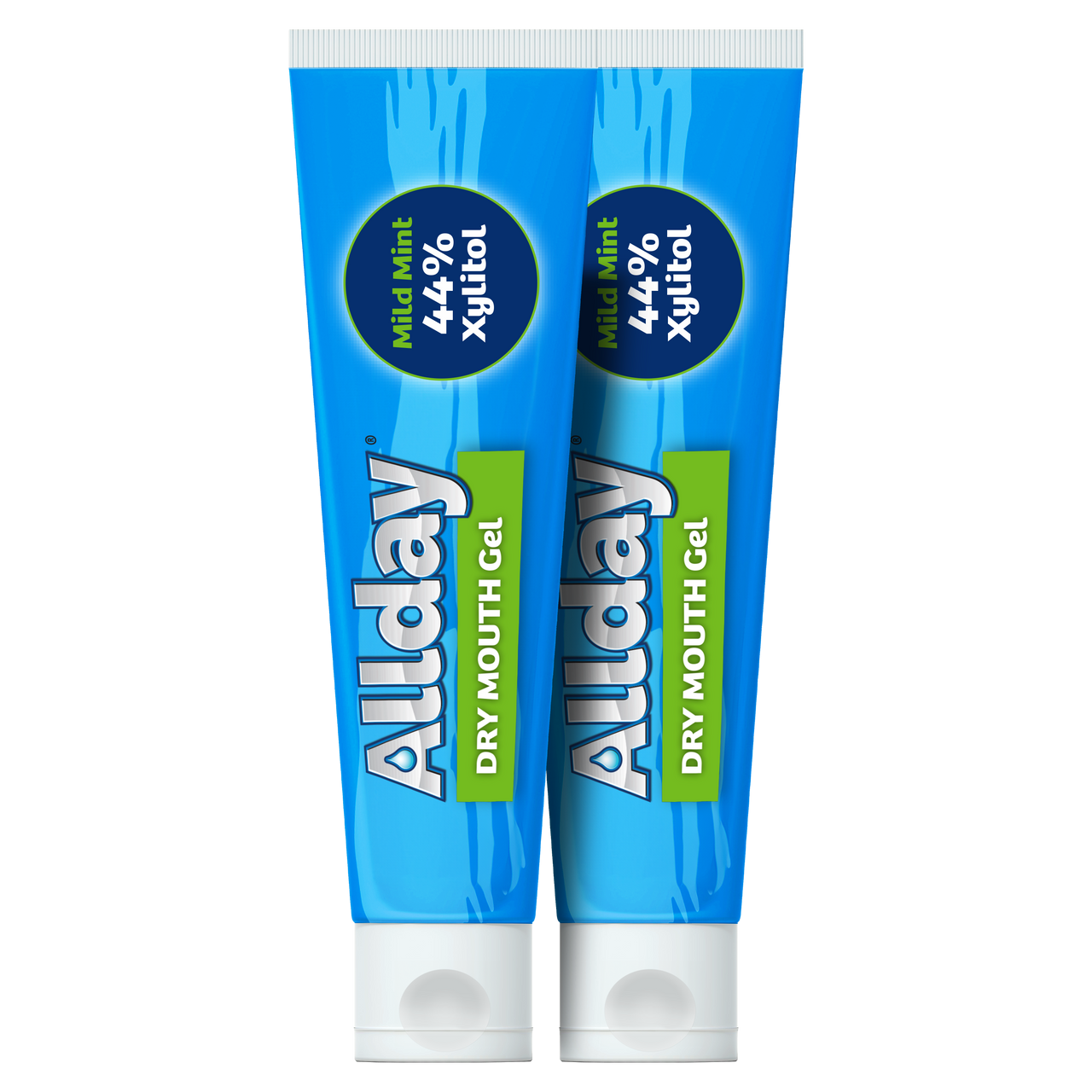 Allday Dry Mouth Gel — mild mint formula with 44% xylitol and neutral pH that rapidly moisturizes and soothes oral tissue for long-lasting dry mouth relief.