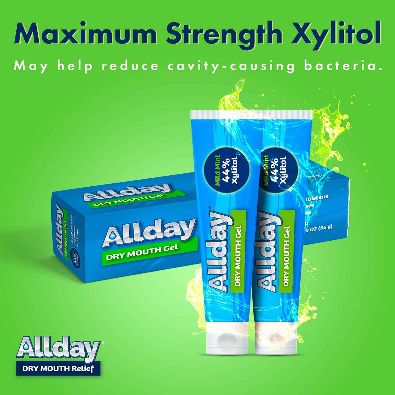 Allday® Dry Mouth Gel - 44% xylitol, maximum strength dry mouth relief, helps reduce cavity causing bacteria
