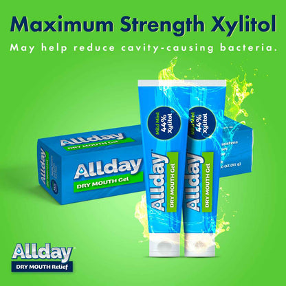 Allday® Dry Mouth Gel - 44% xylitol, maximum strength dry mouth relief, helps reduce cavity causing bacteria