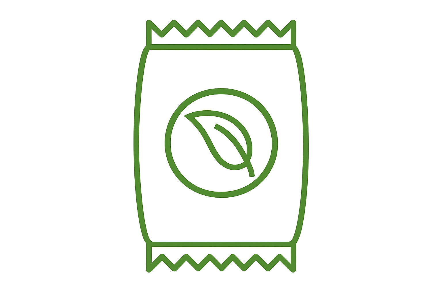 Green icon of a gum or candy package with a mint symbol on a transparent background